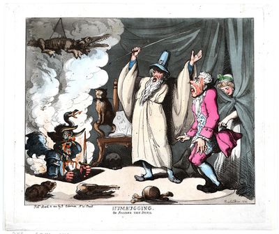 Figure H 1. Thomas Rowlandson Humbugging, or raising the Devil (1800), illustrating Charles Dickens and L. Frank Baum’s Bah! Humbug! - [https://commons.wikimedia.org/wiki/File:Magic_vs_Science.jpg Source